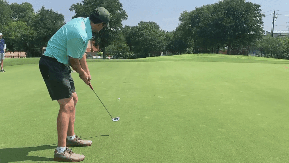Alex Litt and Cory Sullivan played 100 holes of golf in the 100-degree Austin heat Monday in support of their fathers.  Both are affected by ALS. (Image credit: CBS Austin)